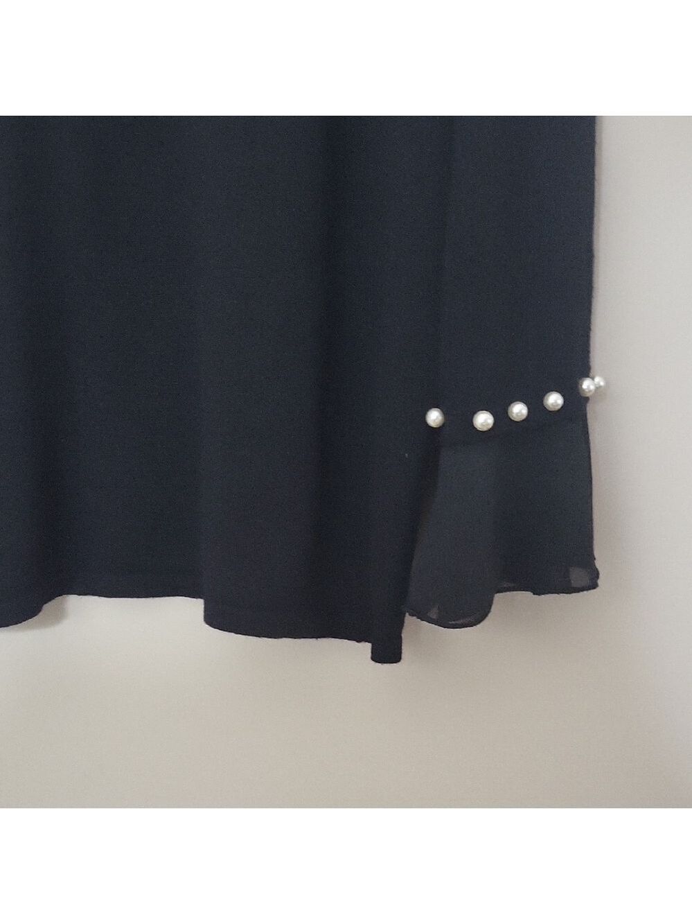 Womens Plus | Cato Black Long Sleeve Top with Pearl Details| BB215Q - Picture 8 of 8